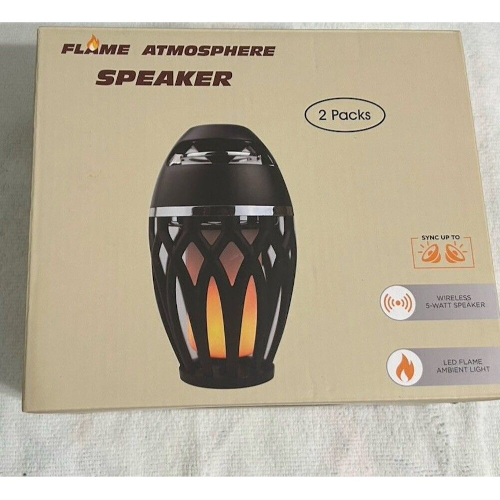 Flame Atmosphere Speakers 2 Pack LED Lantern Bluetooth Weather Resistant Camping